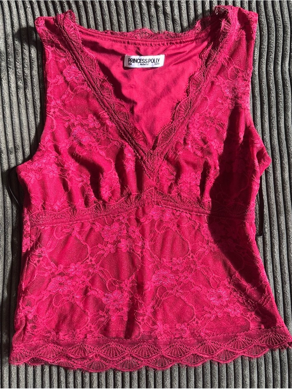 Princess Polly Burgundy Red Lace V-Neck Camisole